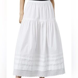 White Cotton Maxi Peasant Skirt